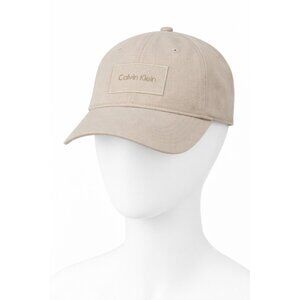 Calvin Klein Jeans Hat Beige Strapback Logo Patch Adjustable‎ Unisex NWT
